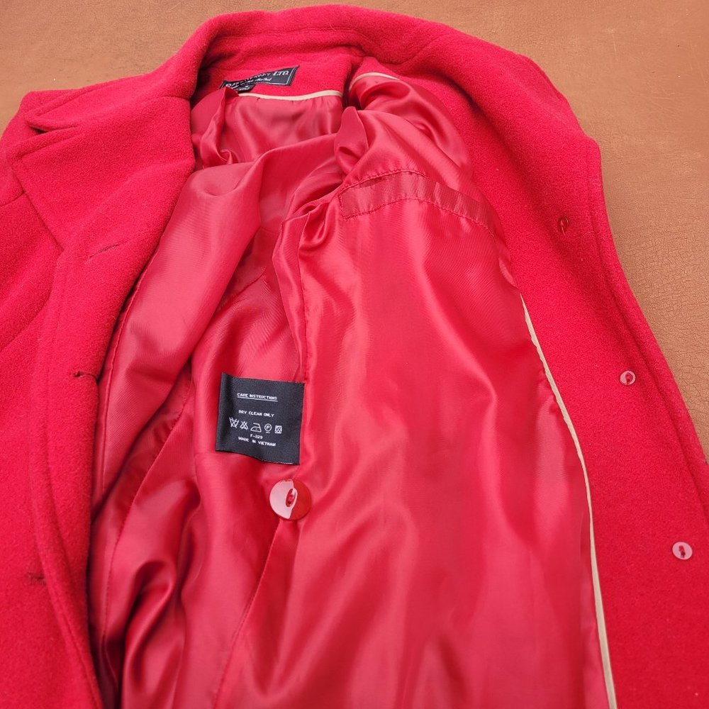 Scarcely-worn red wool winter coat by Fleet Street - Picture 3 of 6